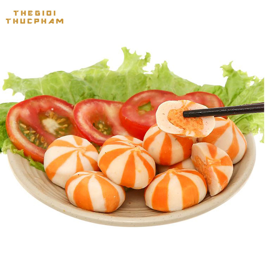 Viên thả lẩu trứng cá cam LC Premium 500gr Viên thả lẩu trứng cá cam LC Premium 500gr